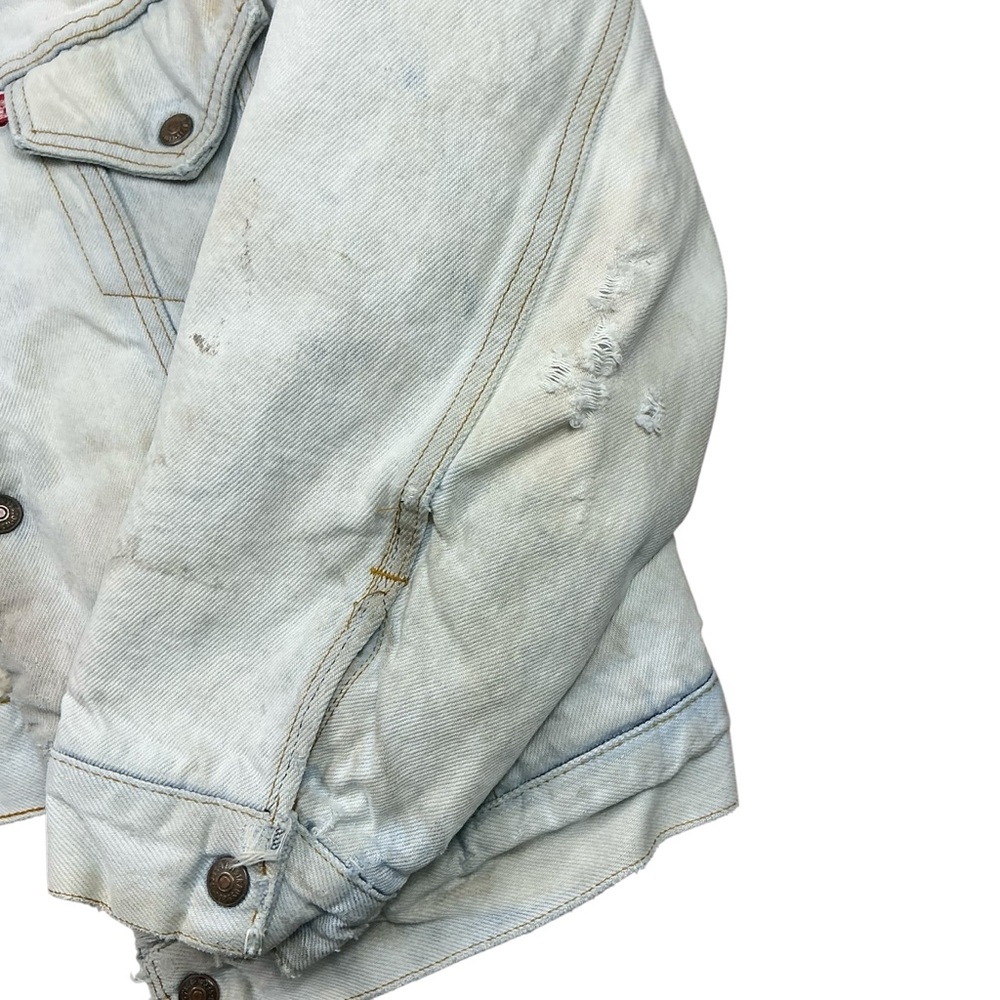 Vintage Levi’s 90s light wash Sherpa lined jacket size S/M USA made - Picture 8 of 8